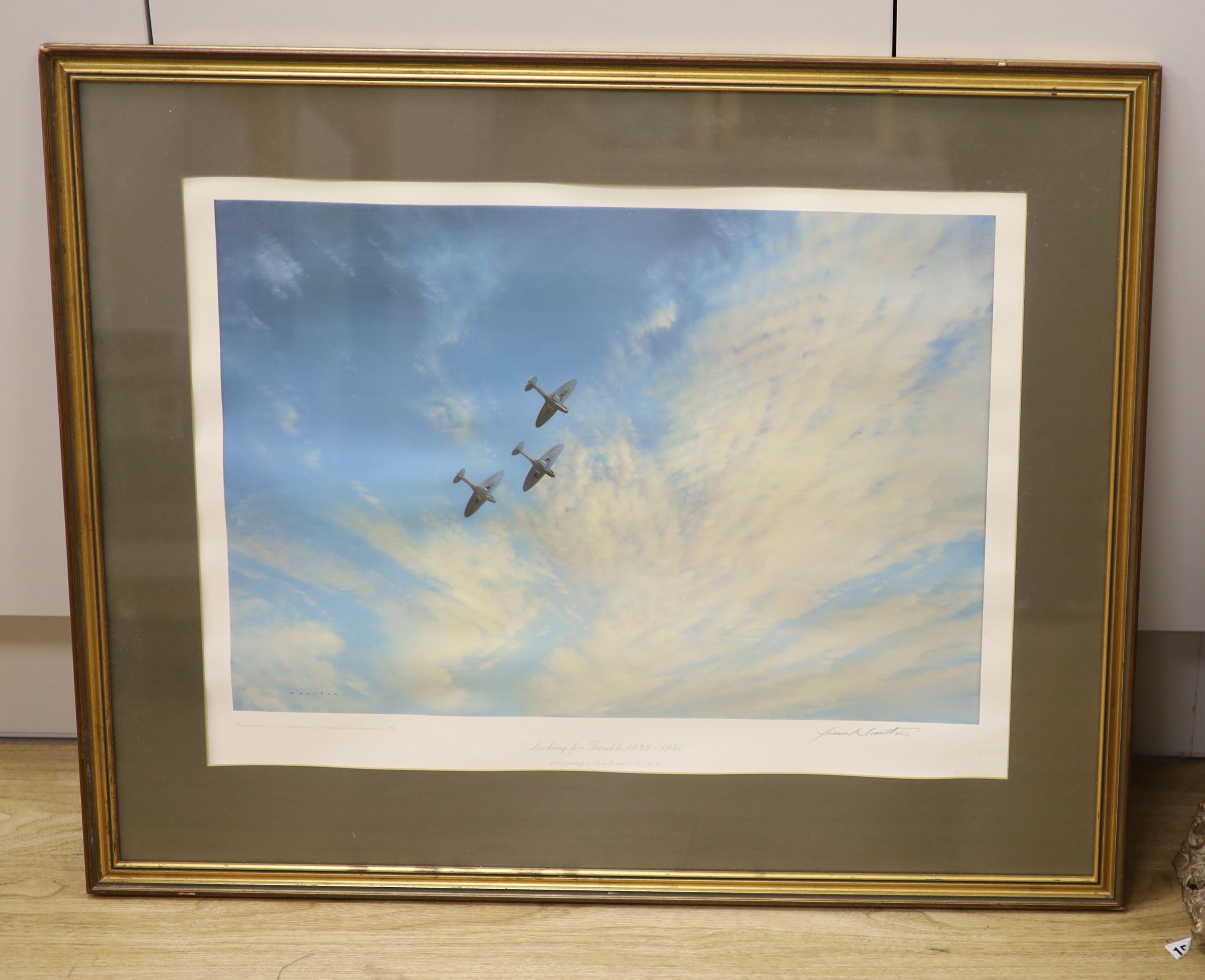 Frank Wootton, limited edition colour print, 'Looking for trouble 1939-1940', signed in pencil, 71/1000, 42 x 57cm